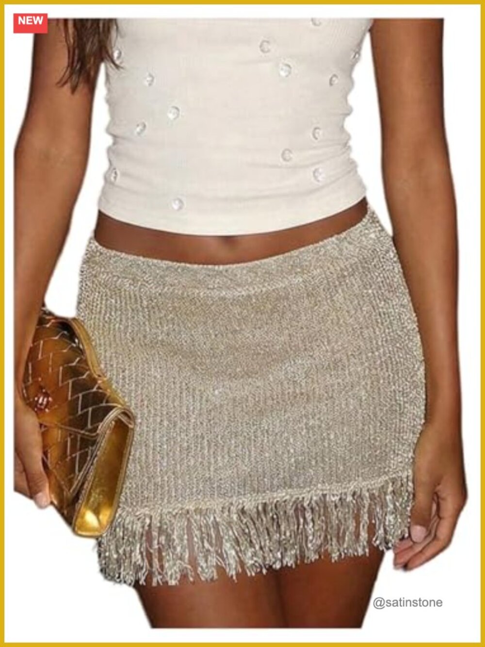 Fringe Knit Mini Skirt Sparkly Shimmer Low Rise Pencil Skirt Night Out